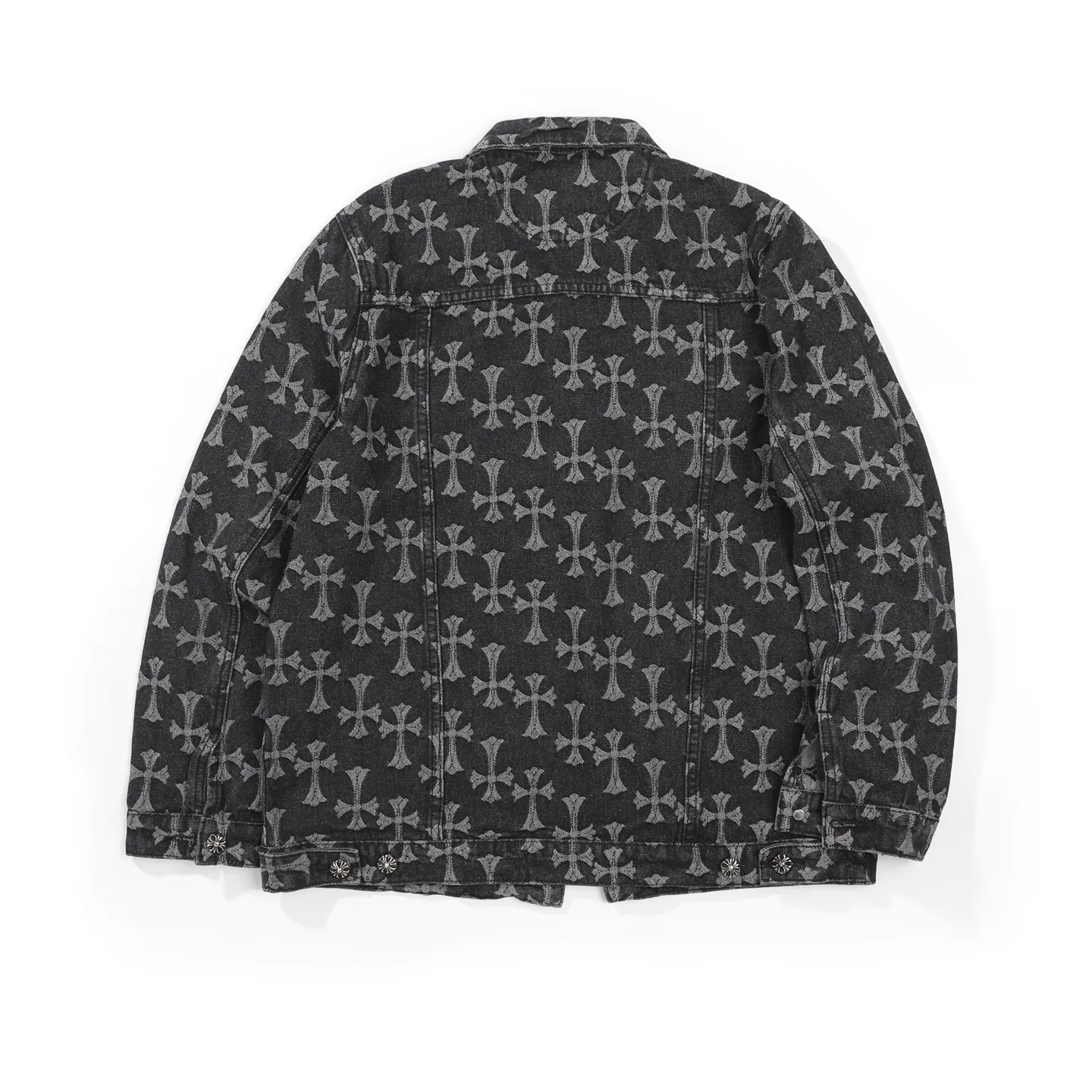 P260 [Black] Chrome Hearts double-sided heavy denim jacket with LOGO jacquard and dark flowers printed all over. The same style as the Internet celebrity star. The cross-printed denim jacket has a unique cross design element and all-over printing, which is full of design. It is made of 100% denim cotton fabric with heavy coarse yarn count, which ensures a stiff and tough silhouette while being soft, comfortable and breathable. The lapel is designed with silver buttons and is full of texture. The classic white cross logo is all over the dress, making it a perfect versatile style for spring and summer! Customized jacquard fabric, you can wear it in various styles. This gender-neutral shirt is a must-have for nightclubs. It can be worn as a jacket for both men and women. It can be easily worn by both men and women! The original loose version is made of high-quality pure cotton fabrics. The fabric pattern is high-definition and delicate without burrs. It is comfortable and breathable to wear. All the buttons are molded and customized. It is casual and fashionable and can be matched with any bottoms. It can be windproof and sunproof in spring and summer. It can be worn outside in autumn and winter! Easily concave shape makes you look slimmer and taller, perfect for both men and women! Style number: Color: Black Size: S M L XL